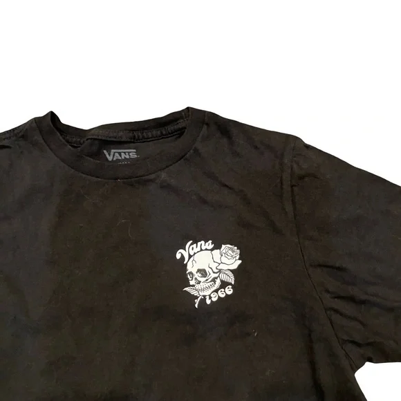 Vans Rambler Rose Tshirt Youth Small Black 1966 Graphic Print Skull Skater - Picture 4 of 7